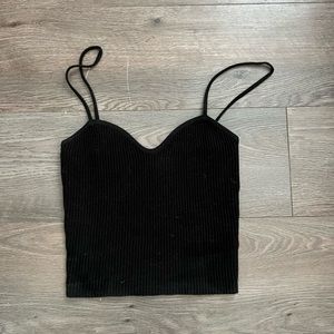 OAK + FORT RIBBED BLACK TANK TOP SIZE SMALL